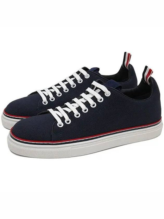 Men's Three Stripe Tab Tennis Low Top Sneakers Navy - THOM BROWNE - BALAAN 2