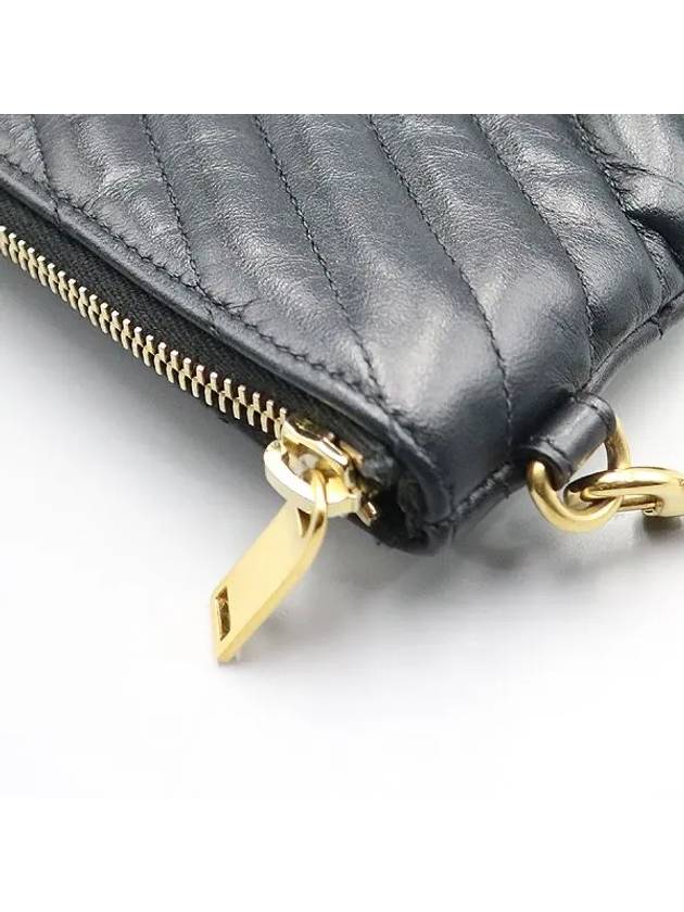 440222 Black color chevron quilted matelass YSL monogram clutch - SAINT LAURENT - BALAAN 4