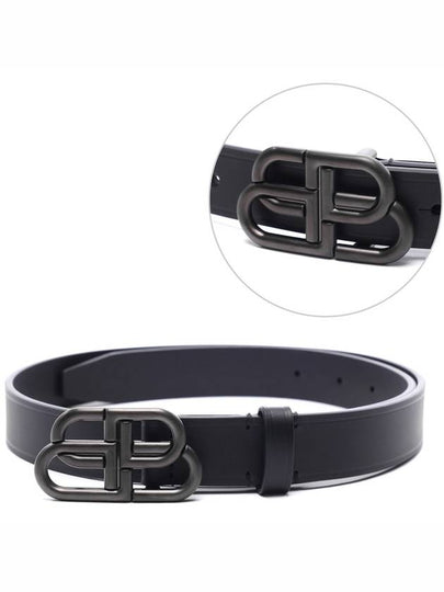 BB Logo Thin Calfskin Belt Black - BALENCIAGA - BALAAN 2