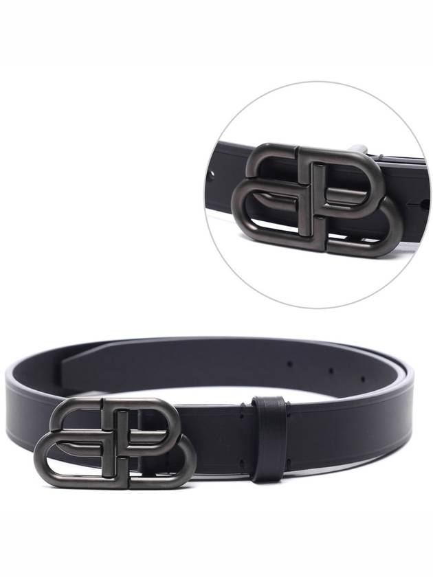 BB Logo Thin Calfskin Belt Black - BALENCIAGA - BALAAN 3