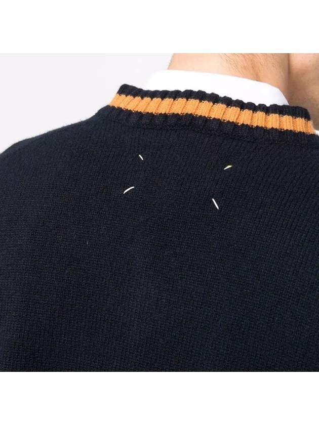 Stitch Patch Wool Knit Top Navy - MAISON MARGIELA - BALAAN 5