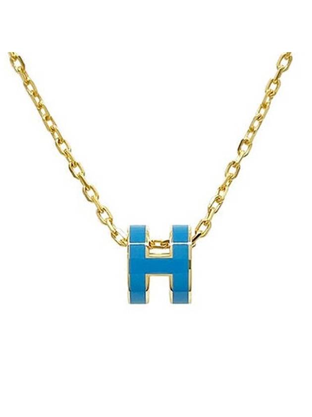 MiMini Pop H Pendant Necklace Gold Bleu Jean - HERMES - BALAAN 1