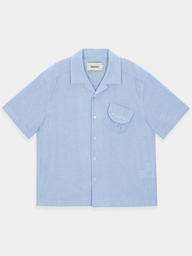 Open Collar Cover Pocket Short Sleeve Shirt Sky Blue - KINETO - BALAAN 3