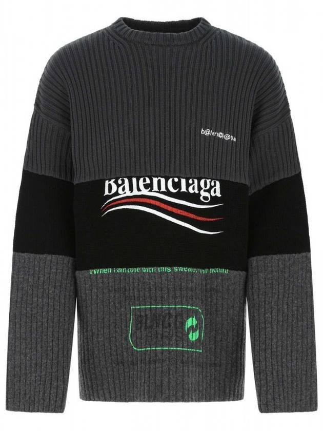 Political Logo Laundry Mix Knit Top Grey - BALENCIAGA - BALAAN 1