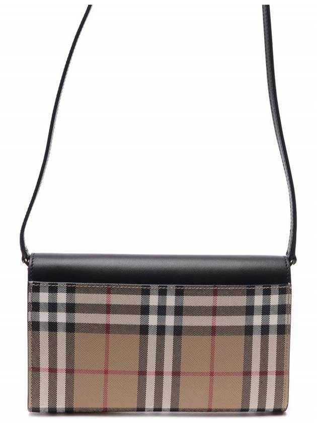 Detachable Strap Checked Leather Wallet Cross Bag Black - BURBERRY - BALAAN 5