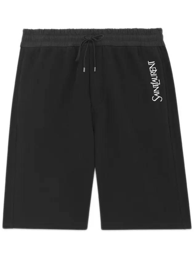 Fleece Bermuda Shorts Black - SAINT LAURENT - BALAAN 1