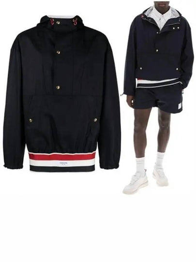 Striped Lightweight Wool Anorak Navy - THOM BROWNE - BALAAN 2