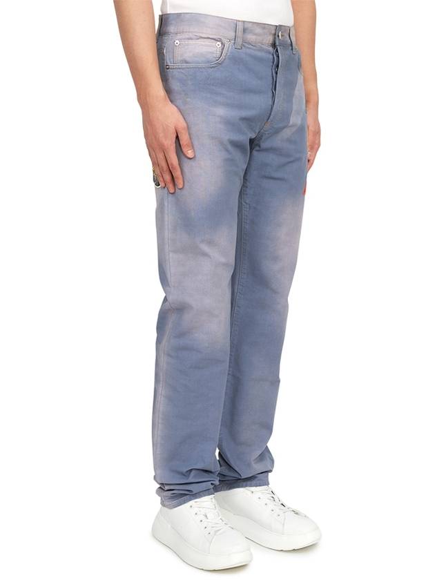 Logo Patch Denim Straight Jeans Light Blue - DIOR - BALAAN 4