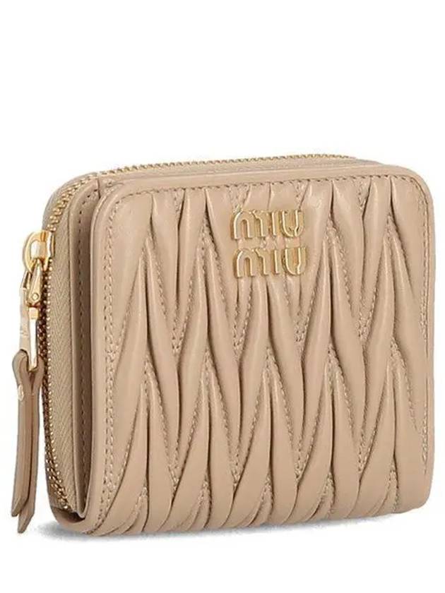 Matelasse Logo Zip Around Half Wallet Sand Beige - MIU MIU - BALAAN 2