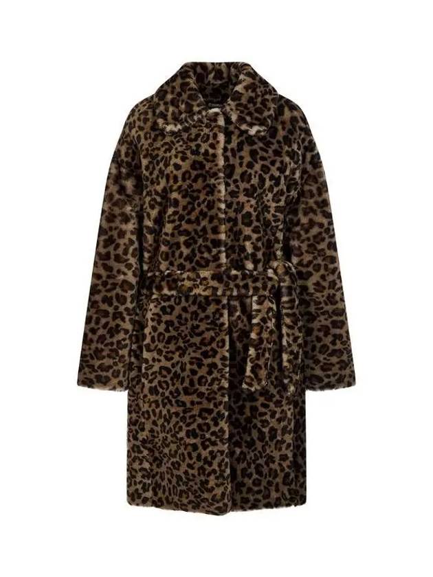 Women's Belted Leopard Sheepskin Coat Dark Brown 271941 - GIORGIO ARMANI - BALAAN 1