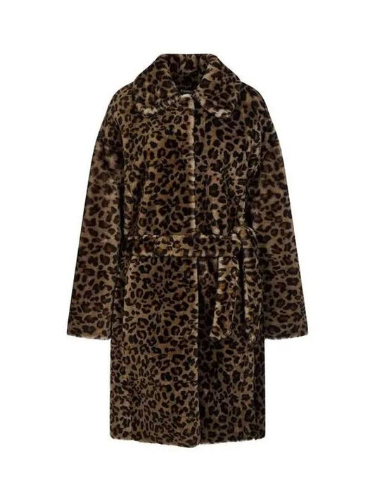 Women s Belted Leopard Sheepskin Coat Dark Brown 271184 - GIORGIO ARMANI - BALAAN 1