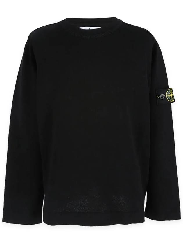 Stone Kids Waffen Patch Cotton Knit Long Sleeve T Shirt Black 7616509A2 V0029 - STONE ISLAND - BALAAN 3