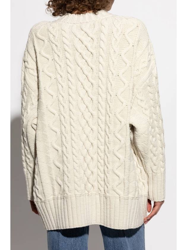 Bottega Veneta Wool Sweater With Decorative Knit Pattern, Women's, Cream - BOTTEGA VENETA - BALAAN 4