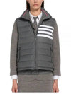 Women's Poly Twill 4 Bar Funnel Neck Down Padded Vest Medium Grey - THOM BROWNE - BALAAN 2