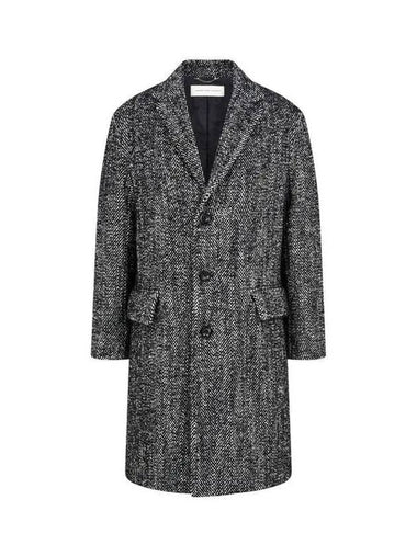 Men's Boucle Herringbone Single Coat Black 270631 - DRIES VAN NOTEN - BALAAN 1