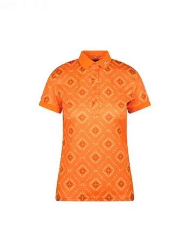 Golf Women s Short Sleeve T shirt Tour Functional Tech Wear Print Polo Orange Diamond Domestic Product GR5Y24080709481 - J.LINDEBERG - BALAAN 1