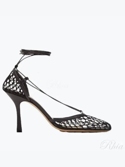 Open Mesh Stretch Sandal Heels Black - BOTTEGA VENETA - BALAAN 2