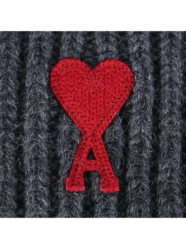 Heart Logo Wool Beanie Grey - AMI - BALAAN 6