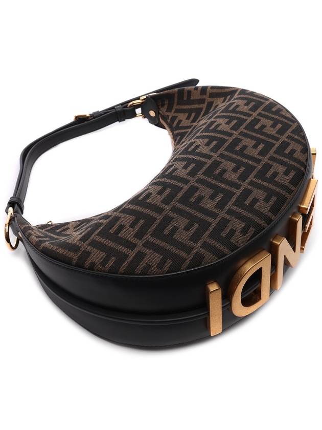 Fendigraphy FF Logo Small Fabric Hobo Shoulder Bag Brown - FENDI - BALAAN 6