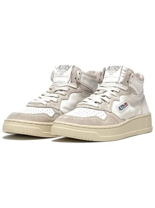 Medalist goatskin suede high-top sneakers white - AUTRY - BALAAN.