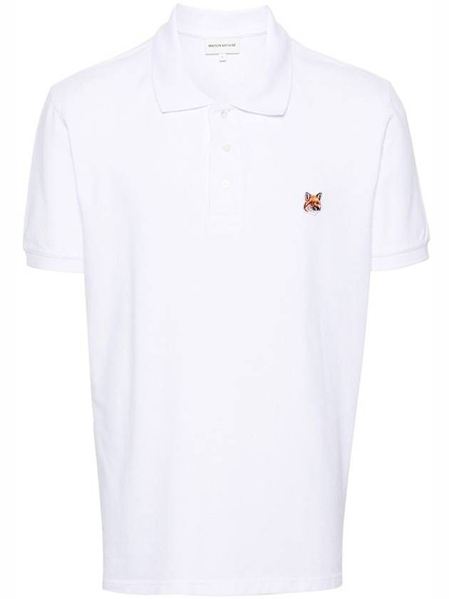 Fox Head Patch Cotton Polo Shirt White - MAISON KITSUNE - BALAAN 4