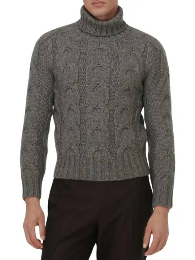 Baby Yak Cable Turtleneck Grey - TOM FORD - BALAAN 3