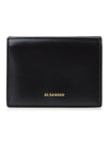 Logo Tri-Fold Calfskin Leather Half Wallet Black - JIL SANDER - BALAAN 1