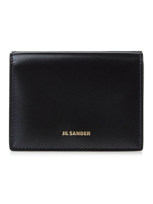 Logo Tri-Fold Calfskin Leather Half Wallet Black - JIL SANDER - BALAAN 1