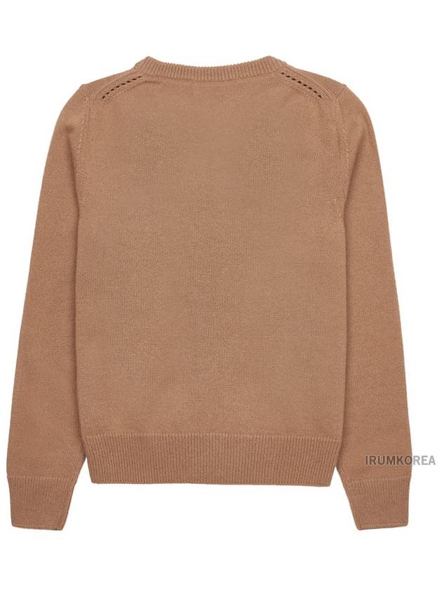 Triomphe Jacquard Crew Neck Heritage Cashmere Knit Top Camel - CELINE - BALAAN 3