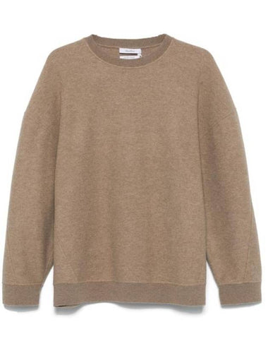 Textured Wool Cashmere Crew Neck Knit Top Brown - MAX MARA - BALAAN 1