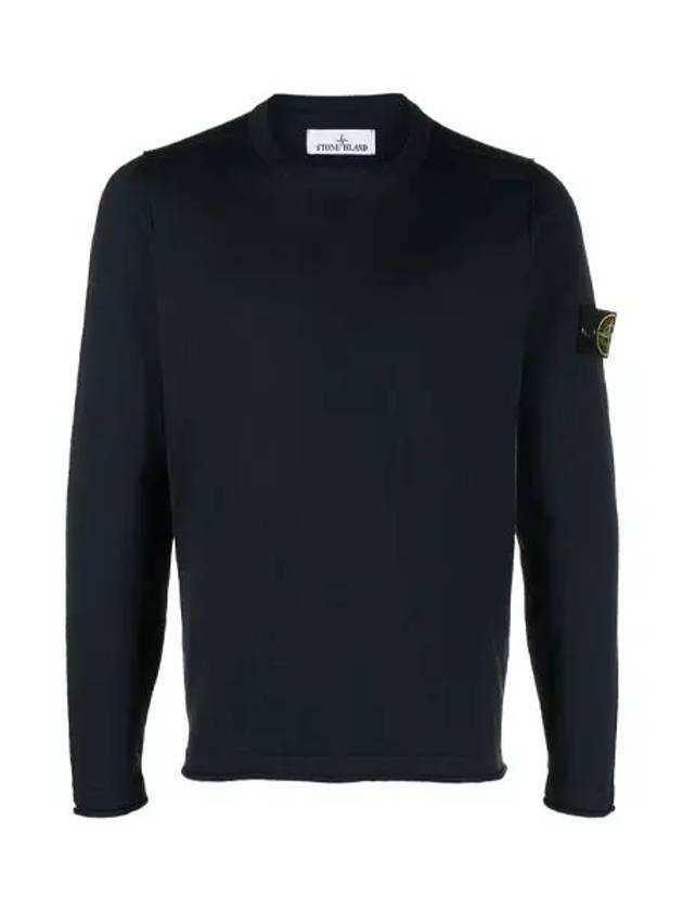 Compass Badge Ribbed Cotton Knit Top Navy - STONE ISLAND - BALAAN 2