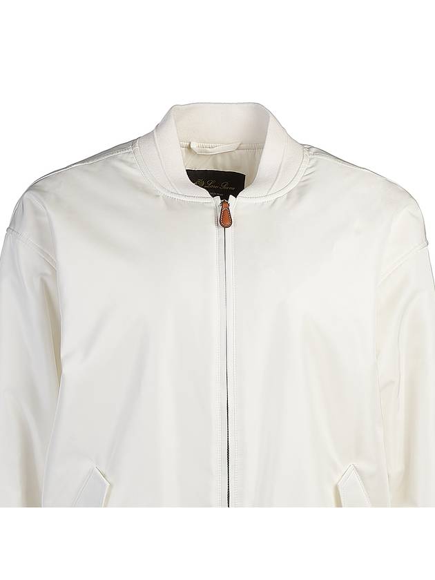 Sleeve Pocket Zipper Linen Bomber Jacket White - LORO PIANA - BALAAN 5