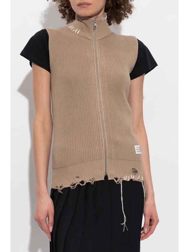 MM6 Maison Margiela Vest With Logo, Women's, Beige - MAISON MARGIELA - BALAAN 3