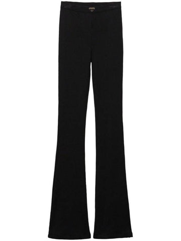 Rib Knit Jersey Straight Pants Black - PRADA - BALAAN 1