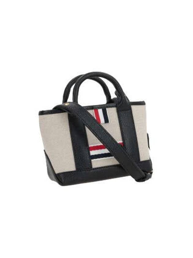 RWB Stripe Cotton Canvas Mini Tool Tote Bag Black Beige - THOM BROWNE - BALAAN 3