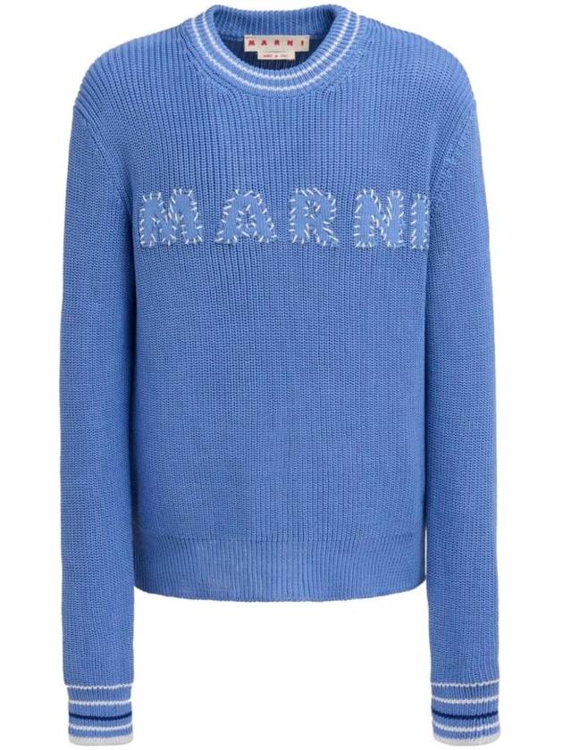 Embroidered Logo Knit Top Blue - MARNI - BALAAN 1