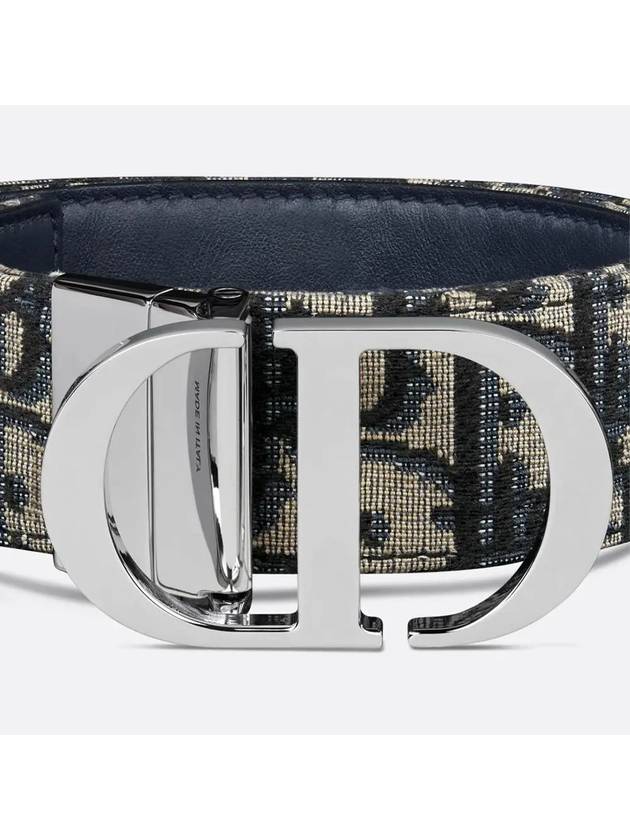 Oblique Jacquard 30 Montaine Reversible Smooth Calfskin Belt Blue - DIOR - BALAAN 3