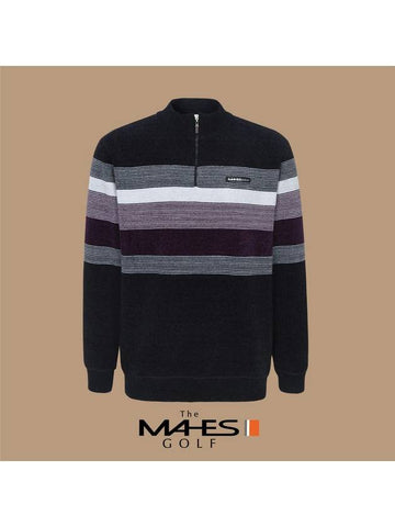 Men s Knit Sweater Black Label Velvet Lining Span Half Zip Up GN30605 - MAHES - BALAAN 1