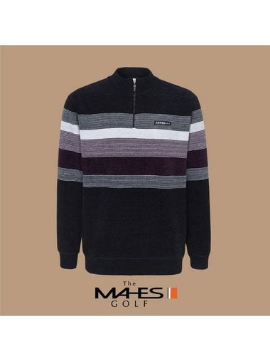 Men s Knit Sweater Black Label Velvet Lining Span Half Zip Up GN30605 - MAHES - BALAAN 1