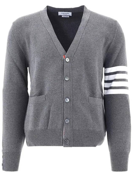 Milano Stitch 4-Bar Cardigan Medium Grey - THOM BROWNE - BALAAN 2