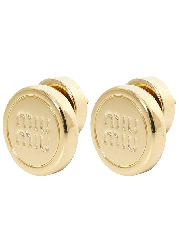 Round Logo Earrings Gold - MIU MIU - BALAAN 3