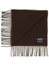 Lecharpe Fringe Logo Virgin Wool Muffler Brown - JACQUEMUS - BALAAN 4