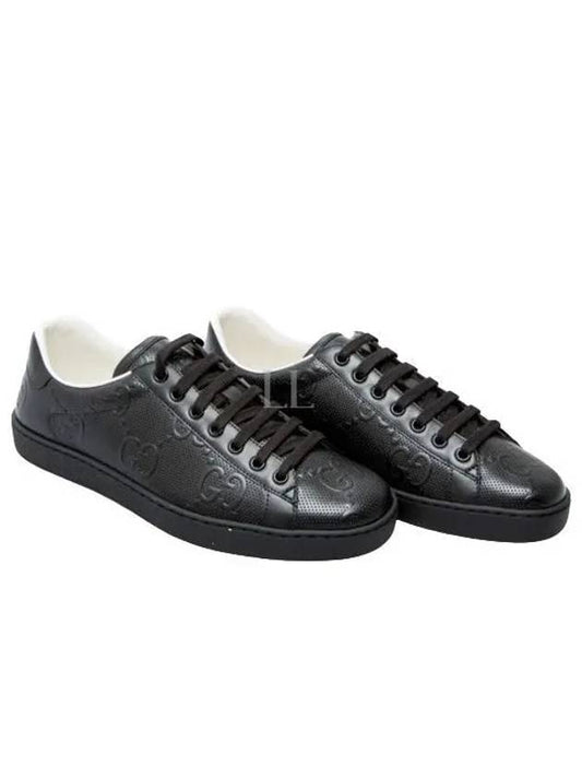 Ace GG Embossed Leather Low Top Sneakers Black - GUCCI - BALAAN 2