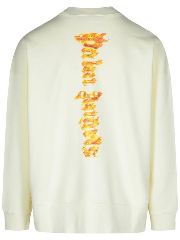 Palm Angels Burning Crew Neck Sweatshirt Off White - PALM ANGELS - BALAAN 4