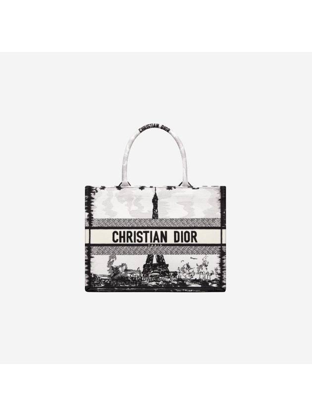 Medium Paris Embroidery Book Tote Bag White - DIOR - BALAAN 1