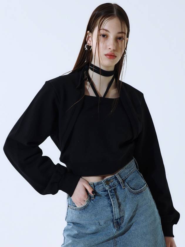 Women's Bolero Layer Long Sleeve T-Shirt Black - NOTKNOWING - BALAAN 3