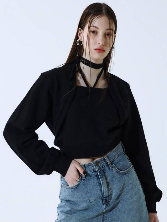 Women's Bolero Layer Long Sleeve T-Shirt Black - NOTKNOWING - BALAAN 1