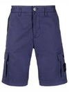 Cotton Twill Bermuda Cargo Shorts Blue - STONE ISLAND - BALAAN 2