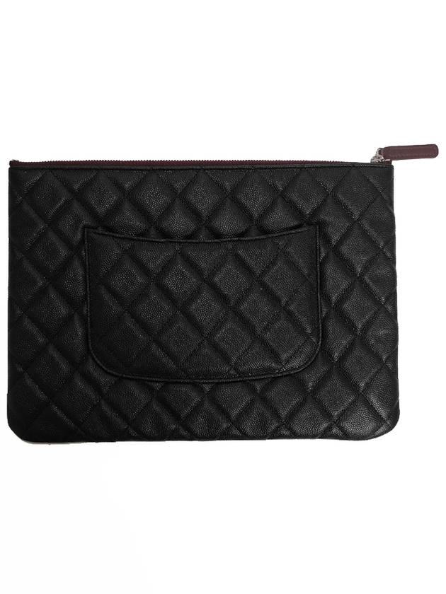 Medium Classic Clutch Bag Caviar Leather & Silver Black - CHANEL - BALAAN 4