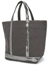 Canvas M Cabas Tote Bag Anthracite - VANESSA BRUNO - BALAAN 3